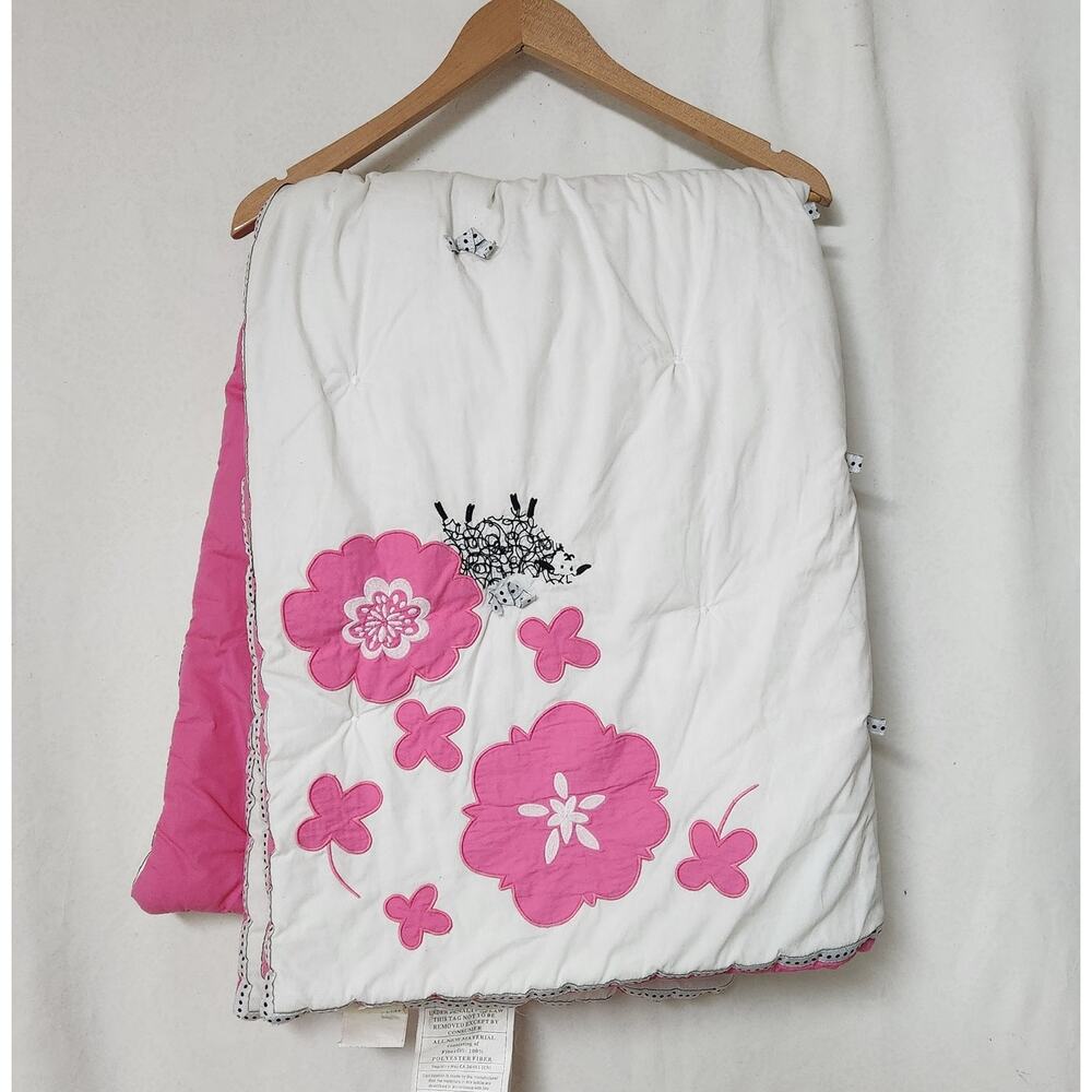 Pottery Barn Kids Blanket Toddler Baby Comforter Pink Black White Sheep Bows